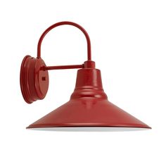 a red wall light on a white background with clippings to the left side