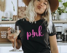 Cheap Pink T-shirt For Parties, Black Tee With Pink Glitter Writing, Cheap Crew Neck Shirt For Concert, Cheap Concert Shirt With Front Print, Rose Gold Vinyl Shirt, Cheap Custom Print T-shirt For Concerts, Pink Concert, Summer Carnival, Pink Singer