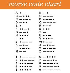 the morse code chart is shown in orange and white