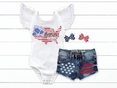 This summer your little girl must own a pair of our patriotic stars and stripes distressed denim jean shorts! They are the perfect shorts for any wardrobe, as they pair with any item and are sure to take your little one's style to the next level!INTRODUCING..... Squishy Cheeks very own branded denim! These straight legged denim jeans are a MUST have for any little boy or girl. Made in a soft 4-way stretch denim, allows them to be the perfect fit for all, including those extra squishy baby legs! Leotard Outfit, Choose Your Outfit, Red Leotard, Blue Leotard, Forth Of July, 4th Of July Outfit, July Baby, Baby Legs, Outfit Red