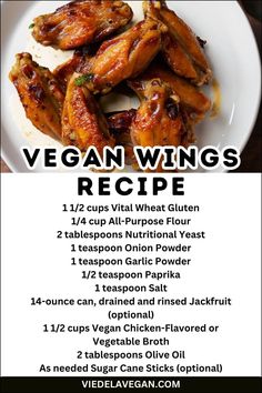 the vegan wings recipe on a white plate