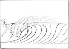 a drawing of a large wave in the ocean