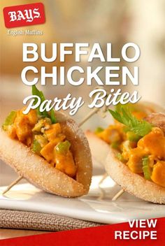 an advertisement for buffalo chicken party bites