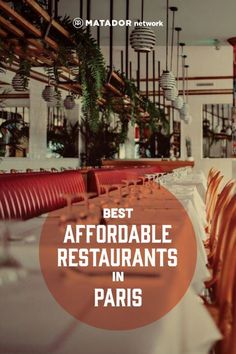 the restaurant with red chairs and tables is featured in this ad for matador network