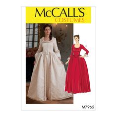 PRICES MAY VARY. Includes sewing templates, fabric recommendations, pattern pieces, sizing guides, and English, Spanish, and French instructions for (1) costume jacket and (1) costume dress. These women's costume sewing patterns can be made in sizes 14, 16, 18, 20, and 22. Perfect for themed parties, plays, Halloween, re-enactments, and more, this close-fitting costume jacket and robe are made with a lined and underlined bodice, shoulder seams that roll to back, front hook and eye closure, bonin Rococo Dress, 18th Century Dress, 18th Century Costume, Century Dress, Costume Sewing Patterns, Victorian Costume, Gown Pattern, Costume Patterns, Mccalls Sewing Patterns