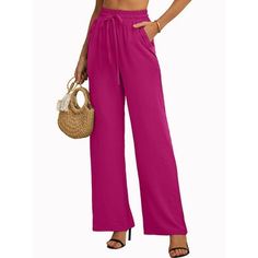 With a versatile design and a comfortable fit, these SHOWMALL palazzo pants offer both style and comfort. Upgrade your wardrobe with these must-have wide leg pants! Material: This high waisted wide leg pants use 100% Polyester, skin-friendly, breathable and super soft, providing comfort and allowing for free movement without pressure. Features: High waist wide leg pants. Comfy stretchy loose fit casual pants. Women palazzo pants with high waist, wide leg, side slant button down pockets, wide ela Casual Pants Women, Festival Dance, Womens Straight Leg Pants, Womens Palazzo Pants, Pants Comfy, Outdoor Workout, Drawstring Waist Pants, High Waisted Wide Leg Pants, Pants High Waisted