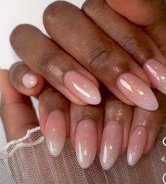 Sheer Neutral Nails, Nail Inspo Gel X Almond, Oval Neutral Nails, Nude Ombre Nails Almond, Nails For Black Skin, Nails For Darker Skin Tone, Kawaii Nails Acrylic, Natural Almond Nails, Baby Gel