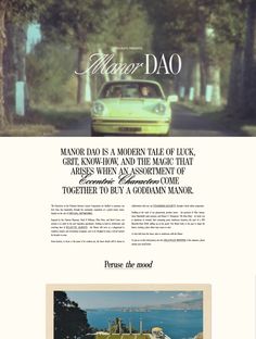 the website is designed to look like an old car