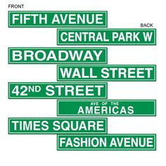 the street signs are clearly visible for all to see in this area, including fifth avenue and central park