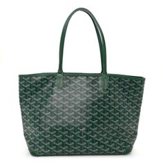 This is an authentic GOYARD Goyardine Artois PM in Green.This tote is crafted with the classic Goyard goyardine chevron-coated canvas. The bag features leather strap handles, a leather top border, and base trim. The top zipperopens to a spacious beige interior with a hanging patch pocket. Designer Green Coated Canvas Shoulder Bag, Luxury Green Shoulder Bag With Leather Trim, Green Leather Trim Shoulder Bag For Shopping, Green Shoulder Bag With Leather Trim For Shopping, Green Coated Canvas Bags With Leather Trim, Green Coated Canvas Shoulder Bag For Errands, Birthday Bags, Goyard Tote, Base Trim