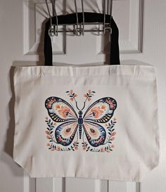 Large capacity butterfly tote bag. She's so pretty! Made using sublimation. Won't fade or peel. Machine washable. Tote bag size is 18×15 inches with a 20 inch handle. Everyday Butterfly Print Tote Bag, Butterfly Tote Bag, She's So Pretty, Tote Bag Size, Large Bags, So Pretty, Accessory Gift, Display Homes, Bathing Beauties