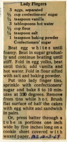 an old newspaper clipping with instructions for baking