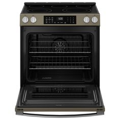 an oven with the door open and it's light on, in front of a white background