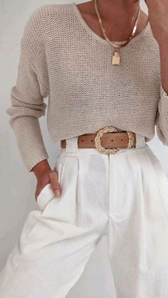 Brown Belt, Outfit Casual, White Pants