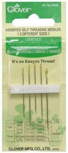 clover self thread needles, 5mm x 3mm - pack of 6 pieces in package