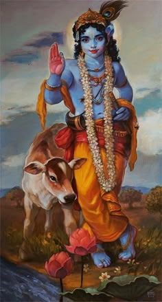 a painting of lord haneshra with his cow