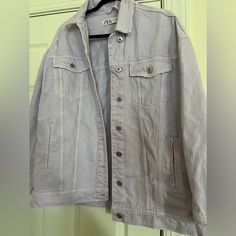 Oversize, Pastel Jacket, Never Worn, Great Condition Oversized Acid Wash Cotton Outerwear, Oversized Acid Wash Denim Jacket, Oversized Faded Denim Jacket, Oversized Light Wash Button-up Denim Jacket, Oversized Single-breasted Collared Denim Jacket, Pastel Jacket, Zara Jackets, Jean Coat, Jean Jacket