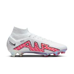 the nike vapor soccer shoe in white and pink