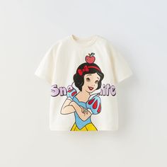 Zara Disney Snow White Tshirt 12-18 Months Cotton Character Print Tops, Zara Playful Cartoon Print T-shirt, Cute Character Print T-shirt For Disney Fan Events, Character Crew Neck Cotton Top, Character Style Cotton Short Sleeve Tops, Playful Zara T-shirt With Cartoon Print, Graphic Tee With Cartoon Print For Playtime, Cute Zara T-shirt With Graphic Print, Character Style Short Sleeve T-shirt With Cartoon Print