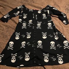 Nwot. Size Medium Betsey Johnson Skull And Crossbones Dress. Bought It Daughter Never Wore It Now It Doesn’t Fit Her Right. Betsey Johnson Dresses, Betsy Johnson, Skull And Crossbones, Betsey Johnson, Colorful Dresses, Black White, Size Medium, Womens Dresses, Black And White