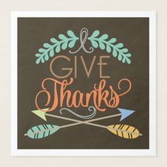 give thanks card with arrows and leaves