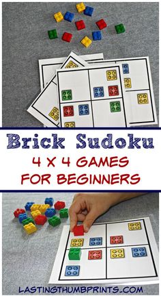 the printable lego sudoku game for beginners is shown with blocks and dices