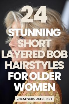 Short Layered Haircuts For Thinning Hair, Short Pixie Bob Hairstyles Over 50, Short Layered Bobs For Fine Hair Over 50, Stacked Layered Bob Haircut Medium, Bob Haircut Layered Short, Short Hair Cuts For Women With Curly, Silver Grey Bob Hairstyles, Styling A Layered Bob, Short Textured Bob Hairstyles