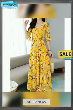 Women's Casual Dress Sheath Dress Swing Dress Floral Print V Neck Maxi Dress Active Fashion Outdoor Daily 3/4 Length Sleeve Regular Fit Black Yellow Red Spring Summer M L Xl Xxl 3xl Fitted Half Sleeve Maxi Dress For Beach, Yellow Half Sleeve Spring Dress, Yellow Half Sleeve Dress For Spring, Fitted Maxi Dress With 3/4 Sleeves For Summer, Daily 3, V Neck Maxi Dress, Dress Floral, Women's Casual, Floral Print Dress