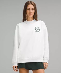 Heavyweight Fleece Pullover *Tennis Club | Women's Sweaters | lululemon Tennis Sweater, Tennis Club, Club Sweatshirts, Tennis Clubs, Polo Sweatshirt, Running Fitness, Round Neck Sweatshirts, Lulu Lemon, Logo Sweatshirt