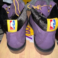 Brand New Timberland Lakers Colab Kids Sz-13.5. These Are In The Box Brand New Boots. Laker Colors! Limited Editionboots! Boots For Streetwear With Round Toe, Sporty Boots With Rubber Toe Cap, Timberland Sneakers For Sports With Round Toe, Timberland Sneakers With Laces And Round Toe, Casual Purple Boots For Streetwear, Sporty Timberland Boots With Round Toe, Purple Round Toe Boots For Streetwear, Timberland Boots With Rubber Sole For Streetwear, Timberland Sneakers For Streetwear