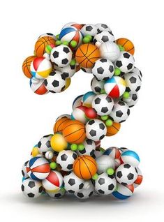 the number two made up of balls and basketballs