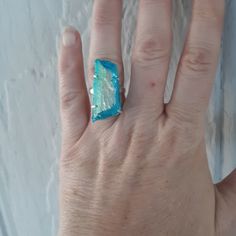 Brand New Handmade Blue Titanium Crystal Silver Ring. Size 7.75 925 Stamped New To Poshmark? Use Referral Code Kimberlyn222 To Receive $10. Cushion Cut Halo Ring, Titanium Crystal, Silver Crown Ring, Open Heart Ring, Black Stone Ring, Pave Diamond Band, Blue Diamond Ring, Modernist Ring, Jasper Ring