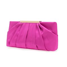 PRICES MAY VARY. High-Quality SATIN - This Charming Tailor Clutch Bag is fabricated in an elegant ruching silhouette with refined satin, soft and sleek, while solid and durable. More Secure CLOSURE - 2 magnetic buttons at top, providing more security to your belongs; including an inside zipper pocket, which can hold your small items and prevent them slipping out. Polished METALWARE - Polished metal bars add edge to modern. Each purse comes with a detachable O chain (long 120 cm), to allow this c Chic Pink Evening Pouch, Fancy Clutch Purse, Fancy Clutch, Classy Purses, Pink Clutch, Bag Elegant, Purse For Women, Clutch Purse Evening, Evening Handbag