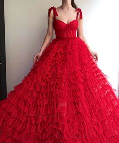 Gown - Teuta Matoshi Duriqi Red Tulle Prom Dress, Red Ball Gowns, Teuta Matoshi, Muslim Evening Dresses, Formal Evening Gown, Dresses Ball Gown, A Line Prom Dresses, Tulle Prom Dress, Ball Gown Dresses