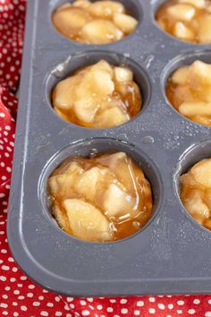 muffins with caramel filling in a baking tray