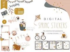 digital spring stickers for scrapbooking and crafts