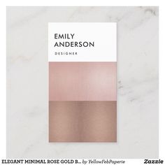 an elegant minimal rose gold foil business card with the words,'embly anderson designer '