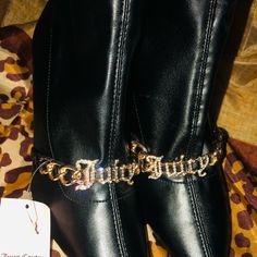 New, Never Worn Women’s Juicy Couture Black Ankle Boots. Size 8 Trendy Boots For Night Out, Trendy Ankle-high Boots For Night Out, Trendy Party Boots With Metal Feet, Trendy Ankle Strap Party Boots, Trendy Ankle Booties For Night Out, Trendy Ankle-high Party Booties, Trendy Ankle-high Booties For Party, Trendy Leather Booties For Party, Juicy Couture Boots