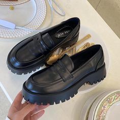 Women Loafers, Black Punks, Chunky Loafers, Women Platform Shoes, Loafer Shoes Women, Designer High Heels, Platform Heels Chunky, Loafers Shoes