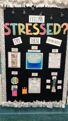 Bulletin Board School Counselor, Tactile Bulletin Board Ideas, Self Regulation Bulletin Board Ideas, Staff Interactive Bulletin Board, Social Work Bulletin Board, Coping Skills Bulletin Board, Social Emotional Bulletin Board Ideas, Emotions Bulletin Board, Interactive Bulletin Boards Work