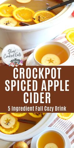 a bowl of crockpot spiced apple cider