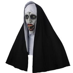 a scary nun mask is shown on a white background