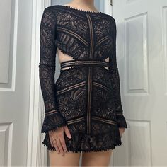 Cut Out Lace Boho Mini Dress Brand: For Love & Lemons Condition: Preowned Condition, No Notable Flaws Size: Extra Small Measurements *Across And Laid Flat*: Chest~14.5in Waist~12in Length~32in About: Black Lace Mini Dress With Long Sleeves Sexy, Boho, Knit, Crochet, Fairy, Festival, Date Night, Coquette, Dainty Black Lace Mini Dress, Black Crochet Dress, Boho Mini Dress, Lemon Dress, For Love & Lemons, For Love And Lemons, Lace Fashion, Lace Mini Dress, Dress Brands