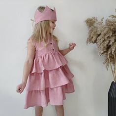 Birthday girl dress Pink linen baby dresses, Kids wedding outfit ruffled linen toddler dress, Dusty rose flower girl dress. Material: 100% Linen . LINEN fabric specification: - Softened linen is highly absorbent (twice as much as cotton); - Linen is suitable for persons sensitive to static electricity - Linen fiber is non-allergic, antiseptic and creates the best microclimate for skin Linen is ecologic and eco-friendli. I love to create things for your children. Production period does not exceed Summer Princess Ruffle Dress, Princess Style Ruffle Dress For Summer, Princess Style Tiered Summer Dress, Summer Princess Dress With Ruffles For Dress-up, Summer Princess Dress With Ruffles And Tiered Shape, Ruffled Princess Dress For Garden Party, Summer Princess Dress With Ruffles For Garden Party, Summer Princess Tiered Dress, Summer Tiered Princess Dress