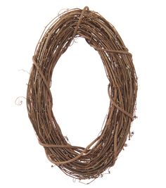 a brown grapevine wreath on a white background