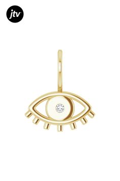 14K yellow gold 0.02ctw round diamond accent evil eye charm pendant. Modern White Gold Jewelry With Diamond Eyes, Symbolic Diamond Charms Jewelry, Yellow Gold Round Jewelry With Diamond Eyes, Modern Gold Jewelry With Diamond Eyes, Symbolic Yellow Gold Jewelry With Diamond Eyes, Symbolic Pendant With Diamond Eyes, Yellow Gold Evil Eye Round Pendant Jewelry, Yellow Gold Evil Eye Round Pendant, Yellow Gold Round Pendant Jewelry With Diamond Eyes