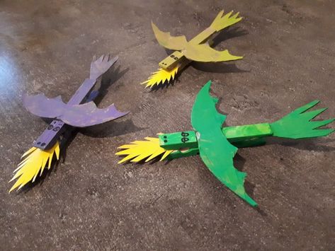 Dragon Arts And Crafts For Kids, Dragon Party Activities, Clothespin Dragon, Dragon Activities For Kids, Dragon Crafts For Kids, Dragon Activities, Dragon Craft, Origami For Kids, Fairy Tale Crafts