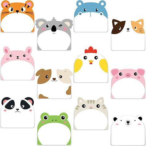 Kawaii Sticky Notes, Sticky Notes Cute, Cute Sticky Notes, Notes Cute, Nametags For Kids, Animal Party Favors, Note Pad Holder, Transparent Sticky Notes, Stick Notes