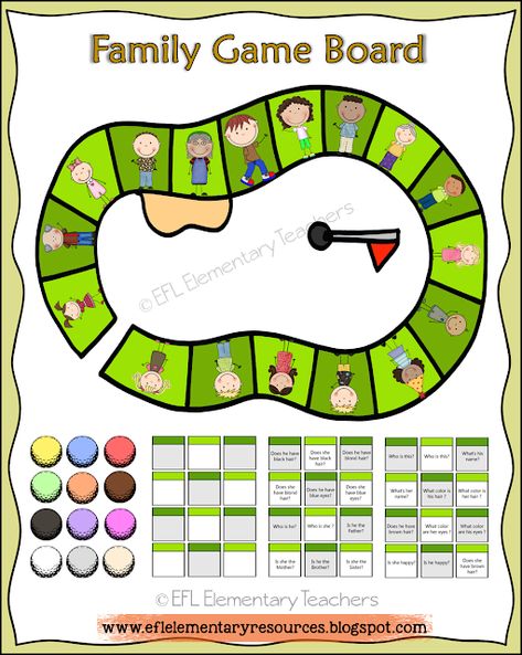 ESL family and  face. To end this part of the Family Unit I made a game board. Family Members Activities Preschool, Emotions Game, Family Faces, Efl Teaching, Classroom Goals, Teaching Esl, Esl Games, Diy Science Experiments, Family Unit