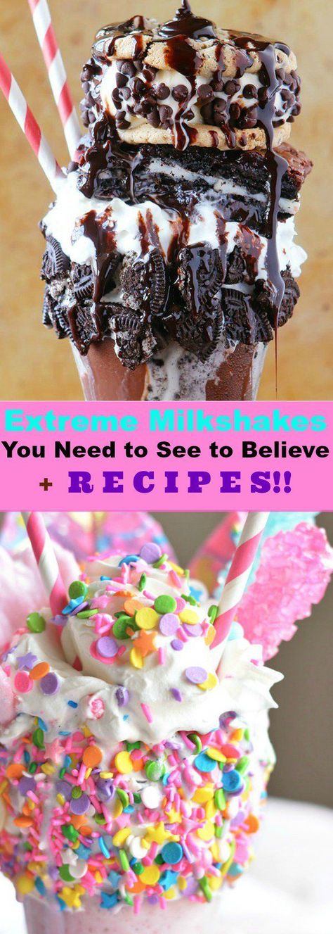 Crazy Desserts, Monster Milkshakes, Milkshake Ideas, Crazy Shakes, Baileys Drinks, Waffle Ice Cream, Best Chocolate Desserts, Beverage Recipes, Fine Dining Recipes